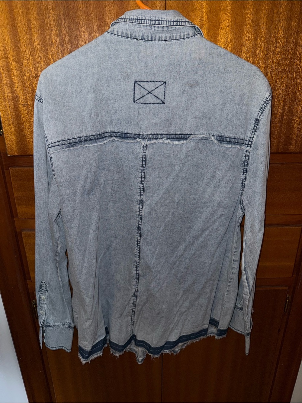 Zele Light Blue Washed Ruffle Denim Shirt - Picture 3 of 3